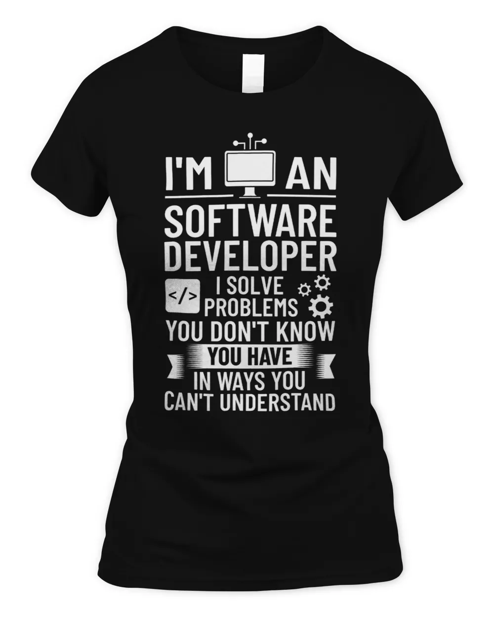 Software Development Engineer Developer Manager Process Women's Soft Style Fitted T-Shirt black s