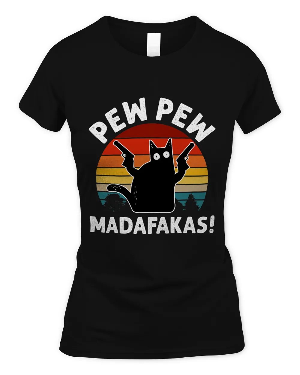 Vintage Retro Black Cat Pew Pew Madafakas