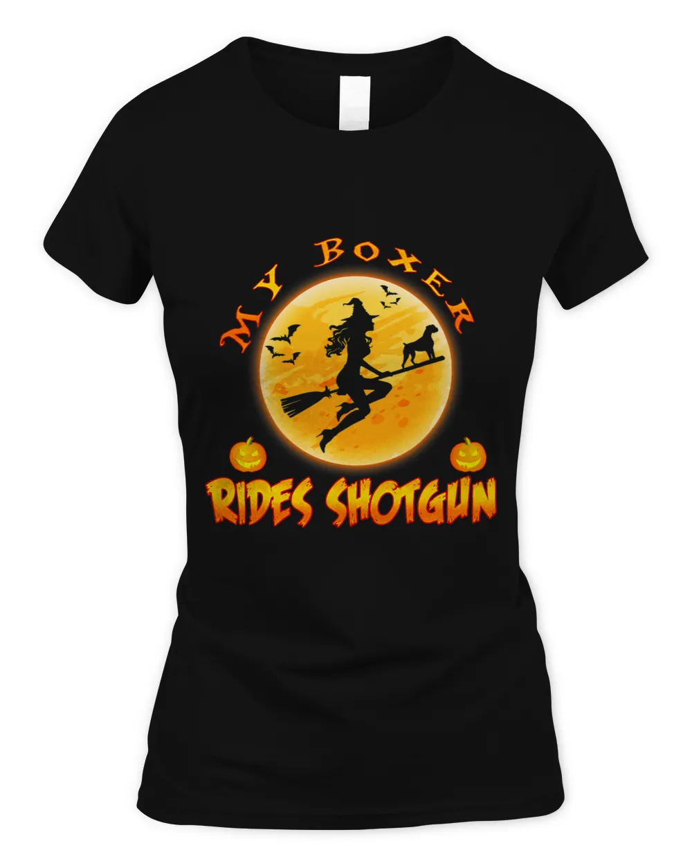 Boxer My Boxer Rides Shotgun Witch Broom Funny Halloween Boxers Dog