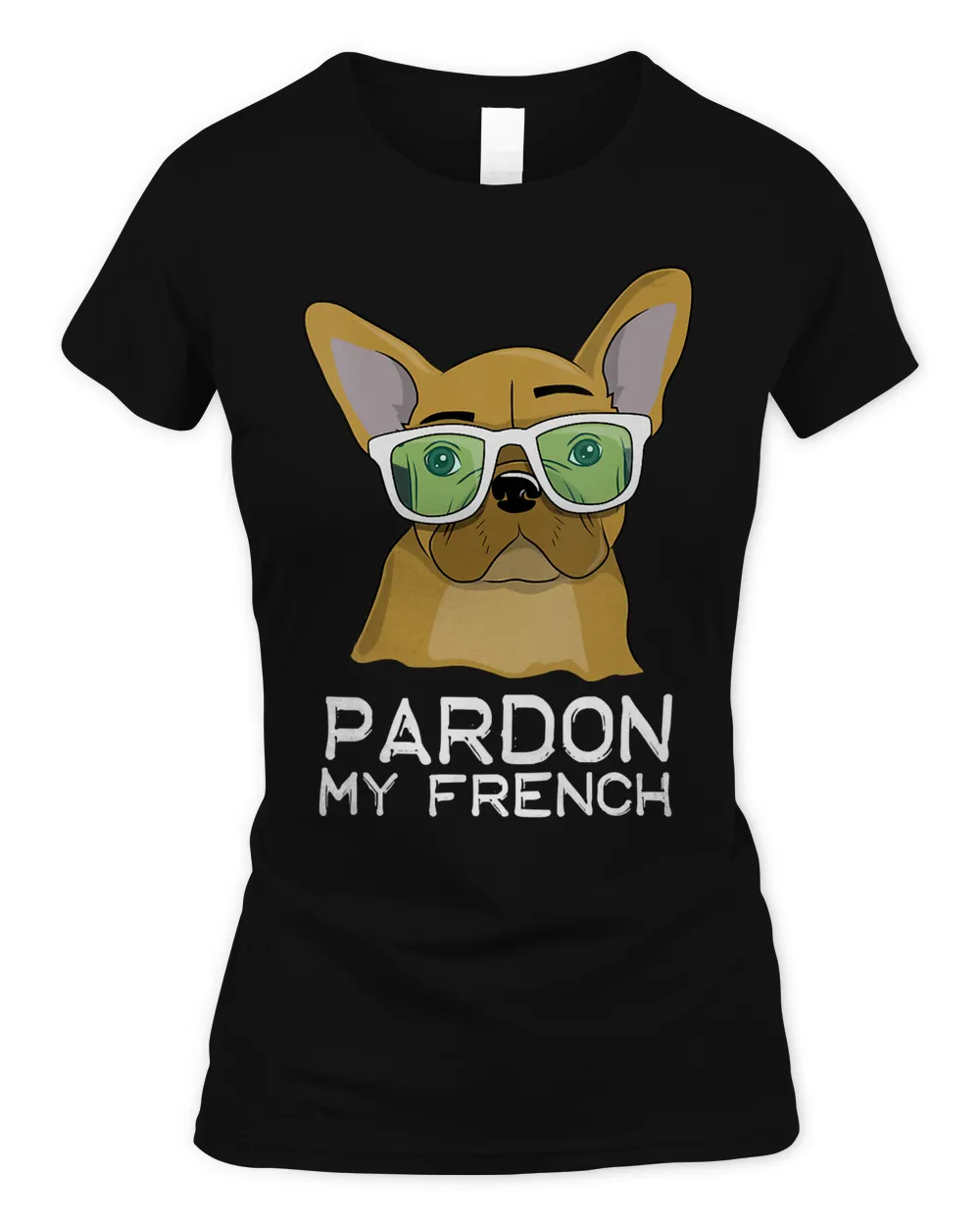Womens Pardon My French Brown Golden Frenchie Dog French Bulldog V-Neck T-Shirt