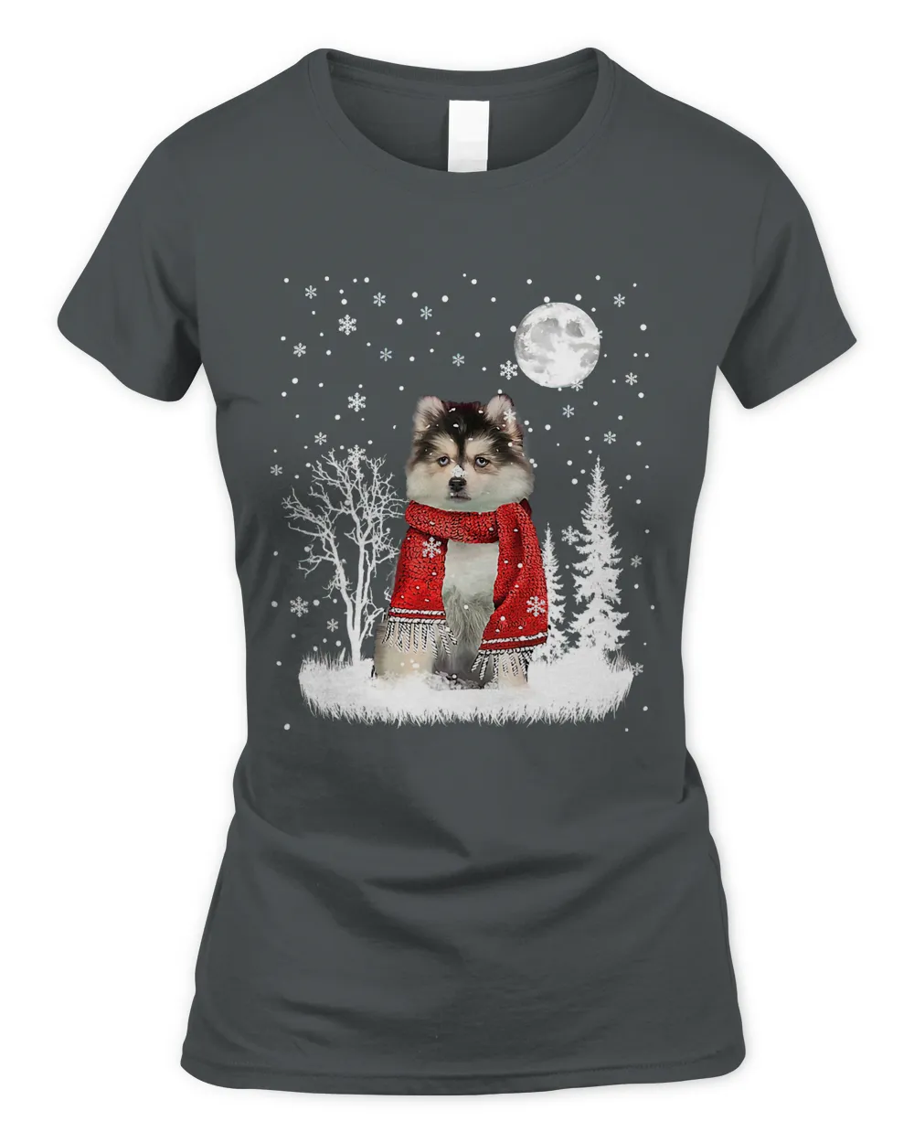 Pomsky Under Moonlight Snow Christmas Pajama 312