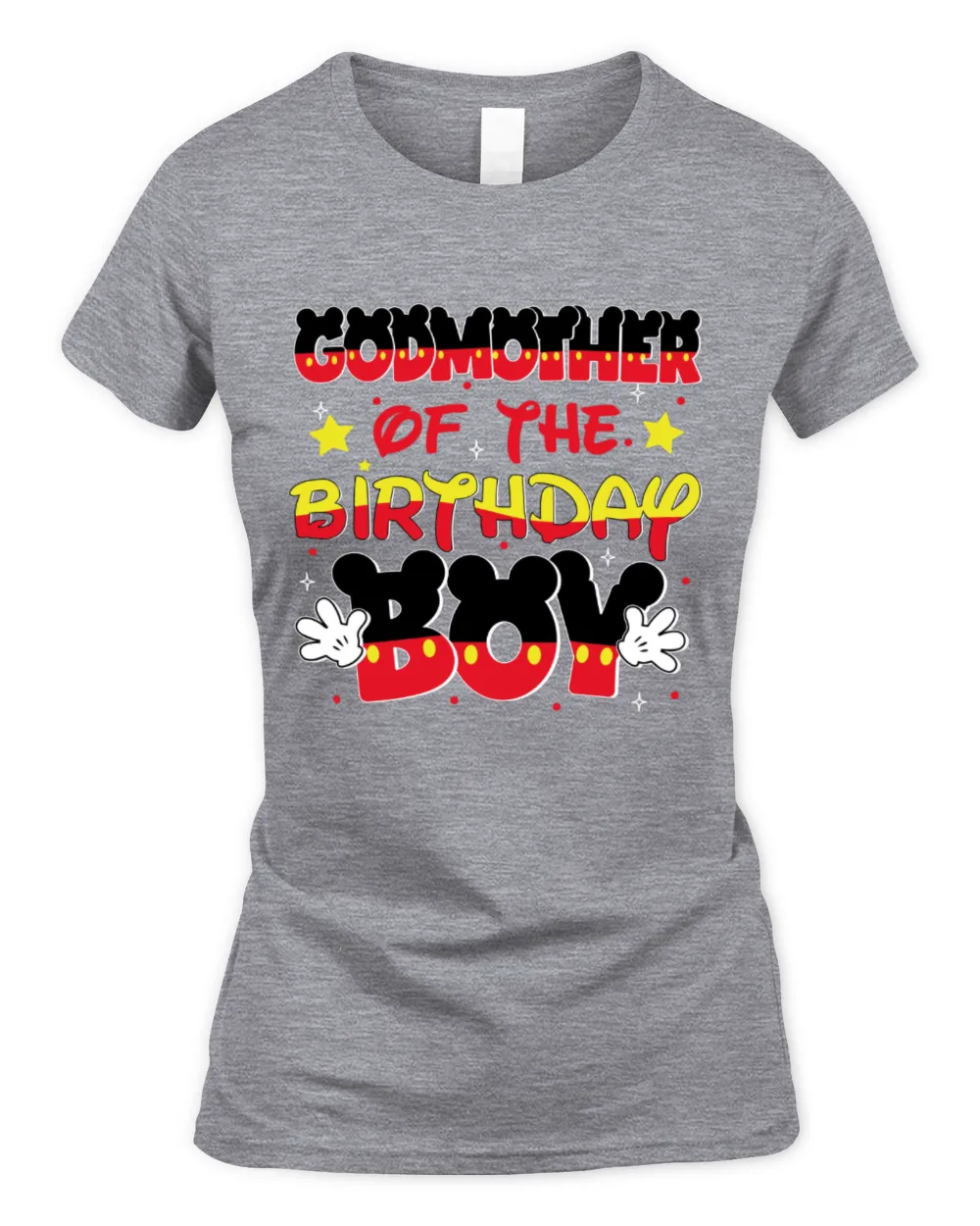 Godmother Of The Birthday Boy Mickey Women's Soft Style Fitted T-Shirt sport-grey s