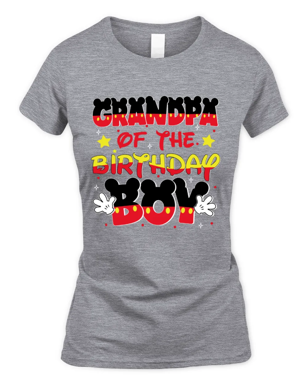 Grandpa Of The Birthday Boy Mickey Women's Soft Style Fitted T-Shirt sport-grey s