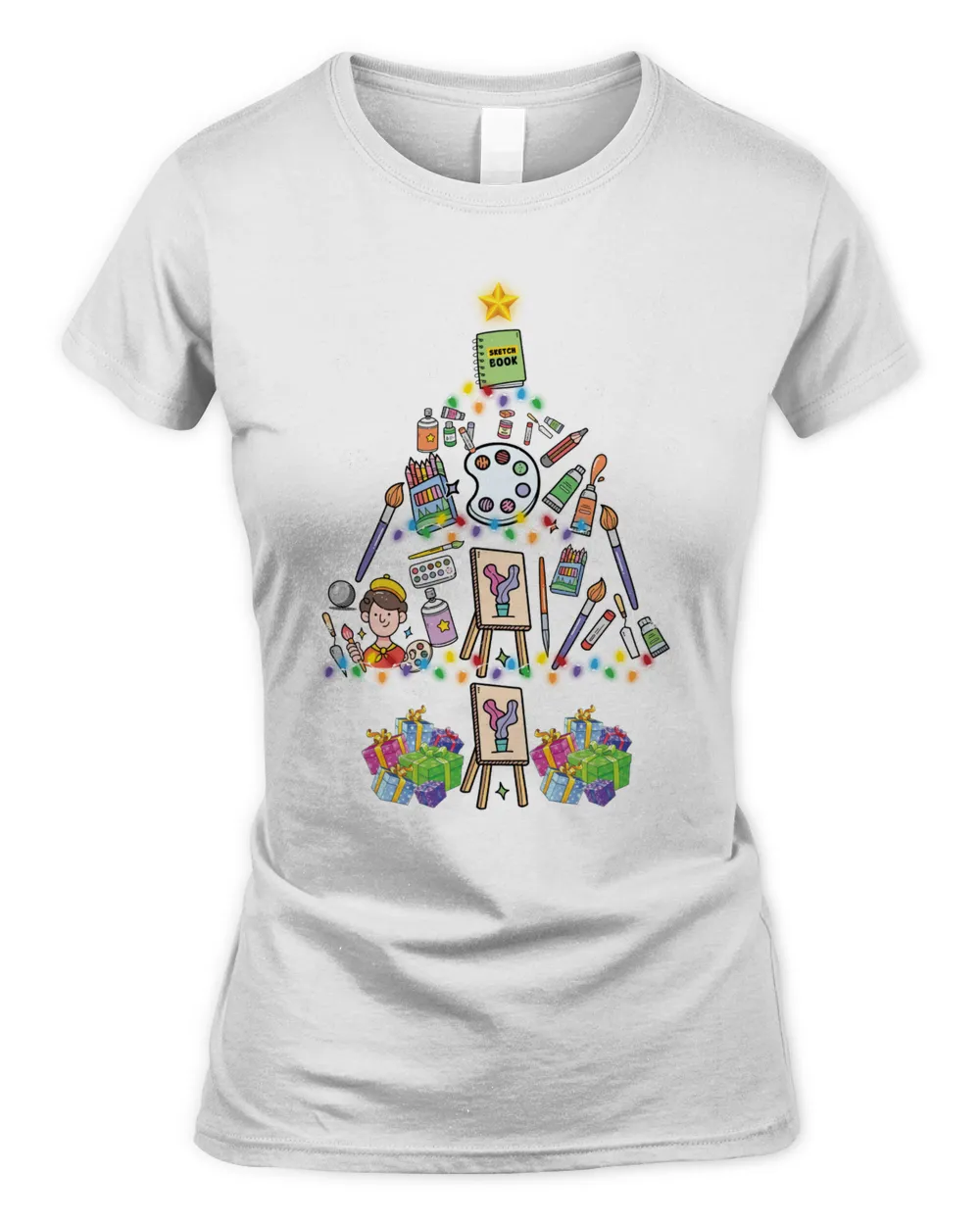 Gift For Art Teacher Christmas Tree Shirt