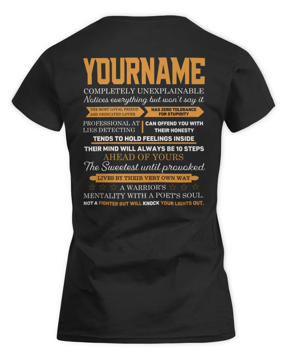 [Your Name]: Bold, Loyal, and Sweet with a Kick – Customizable Traits Tee - WA23 Women's Soft Style Fitted T-Shirt black s