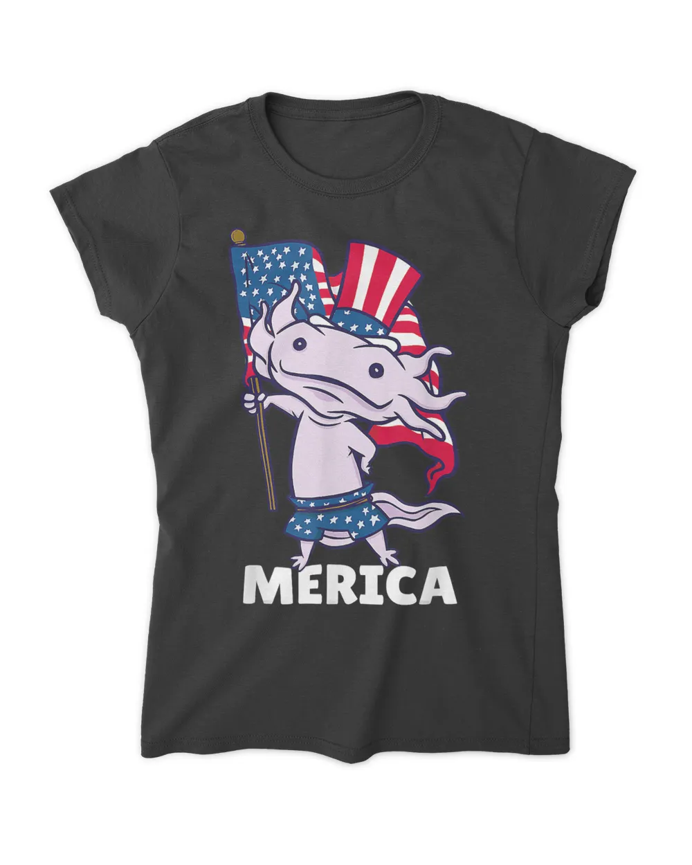 4th Of July Independence Day Usa American Patriotic Axolotl T-Shirt