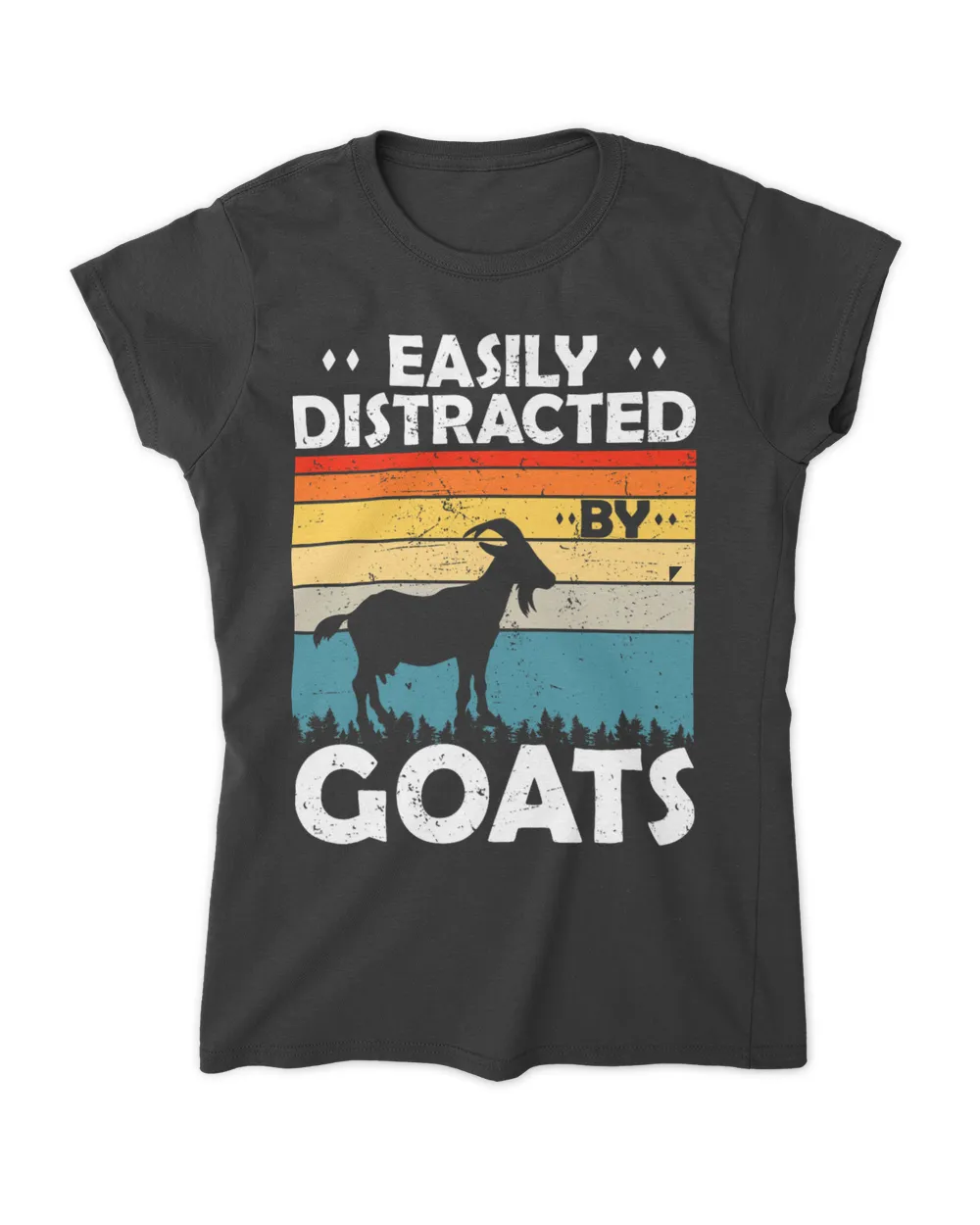 Easily Distracted By Goats Retro Funny Goat Lover