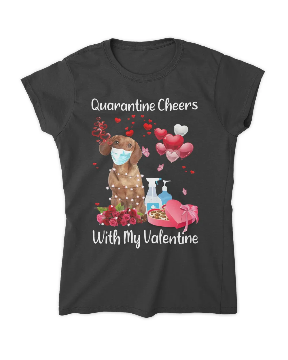 Dachshund Dog Cheer With My Valentine heart Ballon Dog Lover