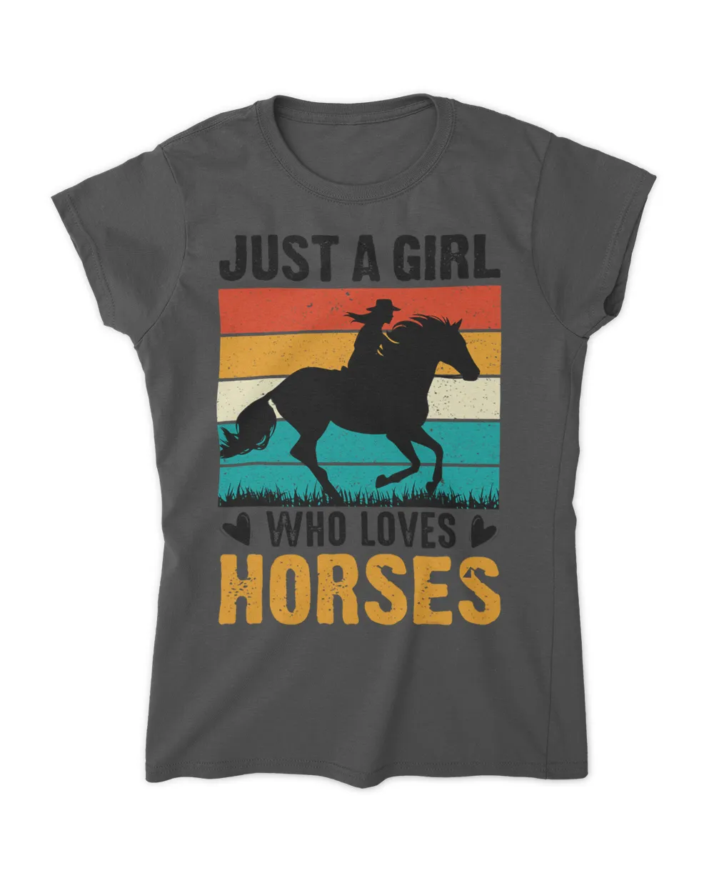 Just A Girl Who Loves Horses Vintage Retro Silhouette Gift