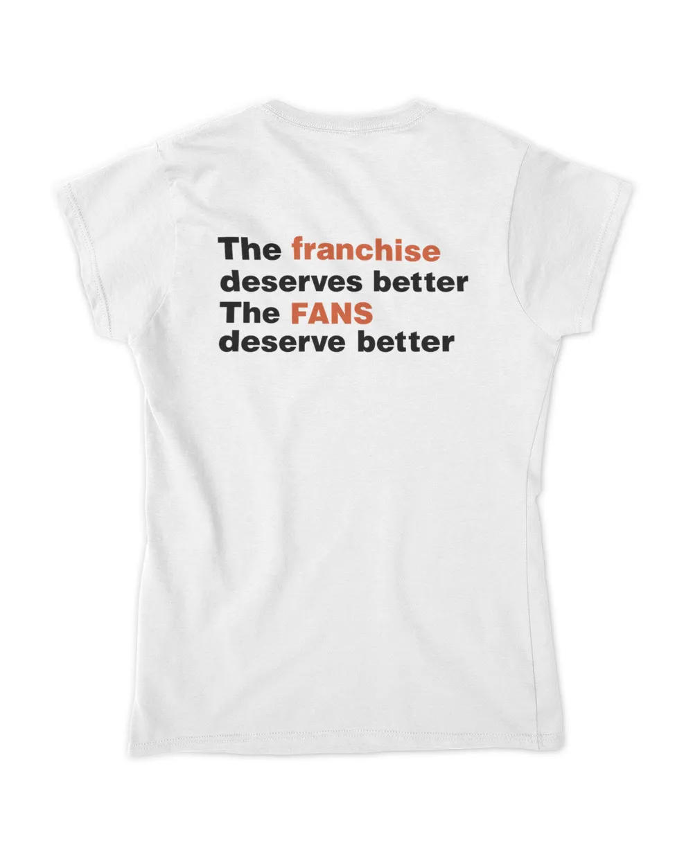 Snowthegoalie The Franchise Deserves Better The Fans Deserve Better Sweatshirt Women's Soft Style Fitted T-Shirt white 
