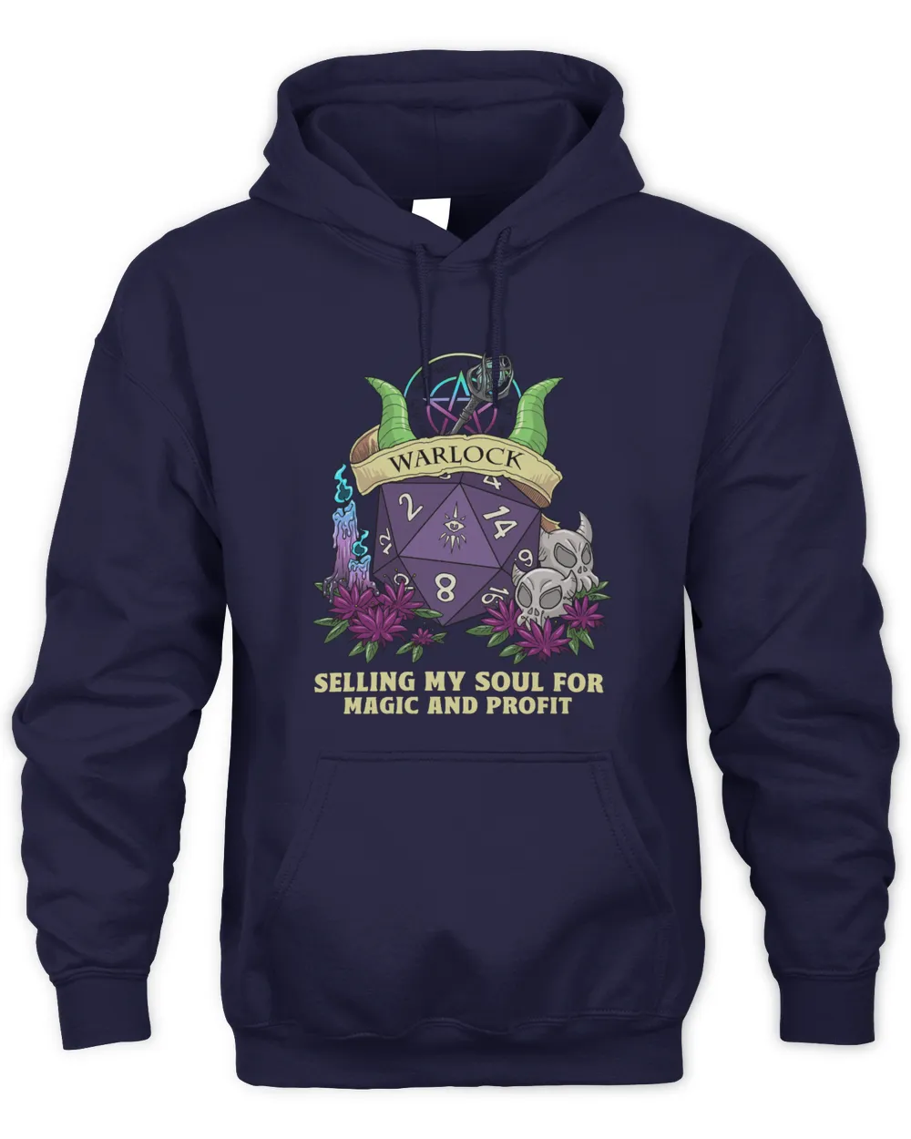 Warlock Selling My Soul For Magic And Profit, Dungeons and Dragons, DnD, RPG Gift, Dungeon Master Shirt Unisex Hoodie navy 