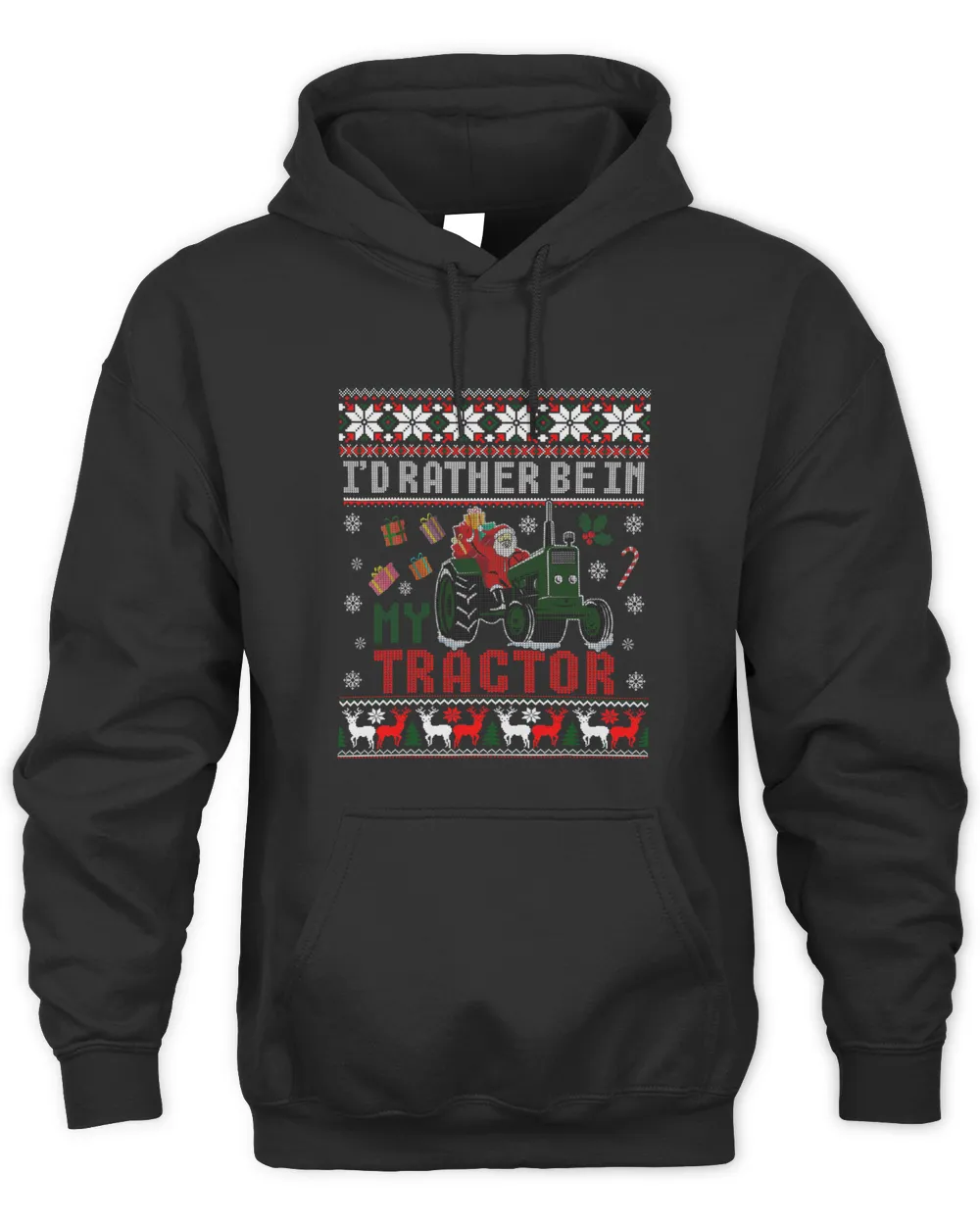 Tractor driving Id Rather Be In My Tractor Santa Ugly Christmas Sweater