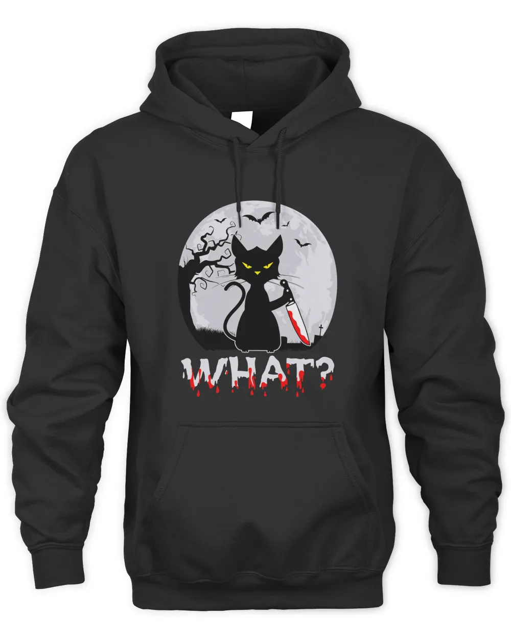 Funny Spooky Black Cat What Cat And Moon Halloween Cat Lover