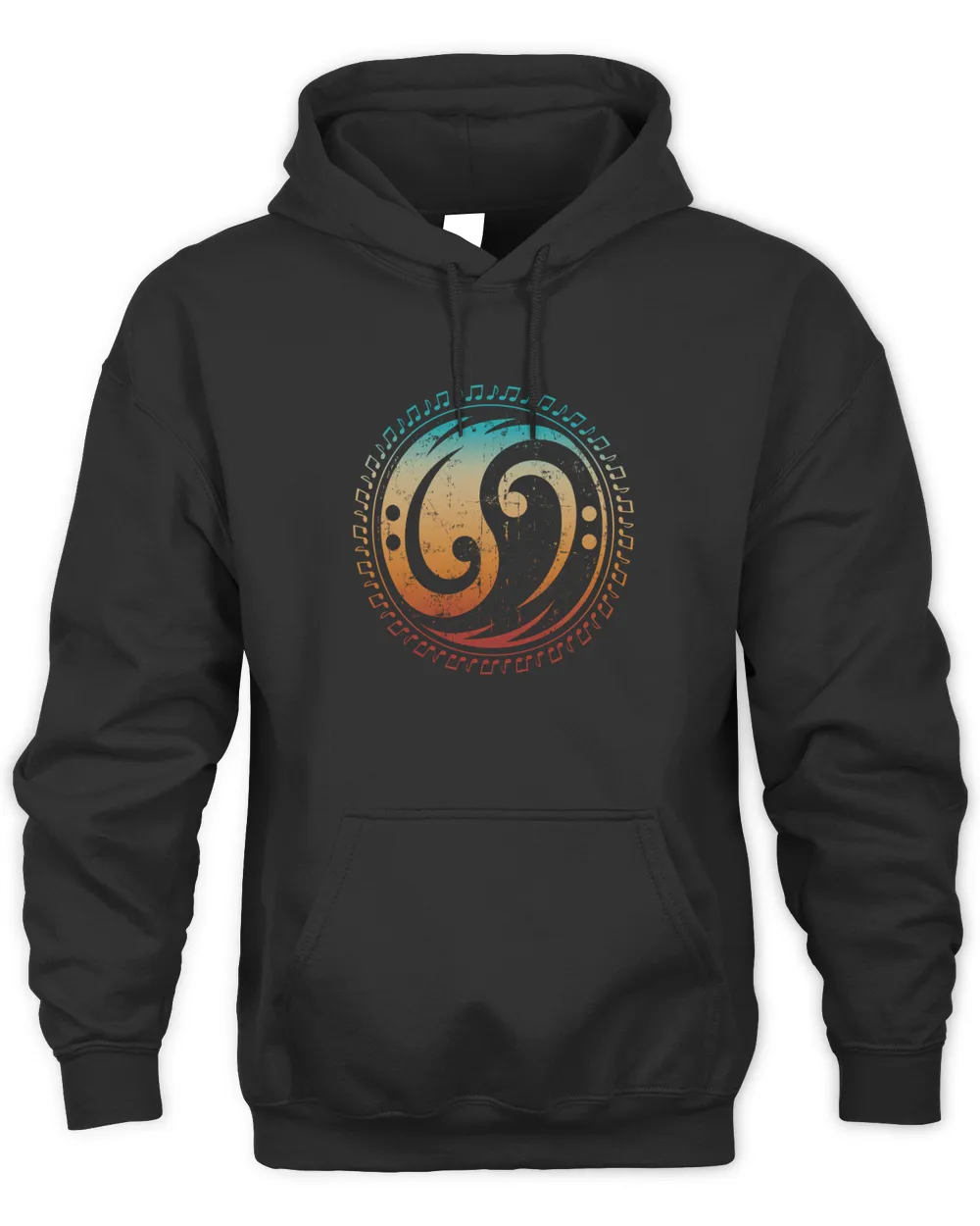 Bass Clef Yin Yang Unisex Hoodie black s
