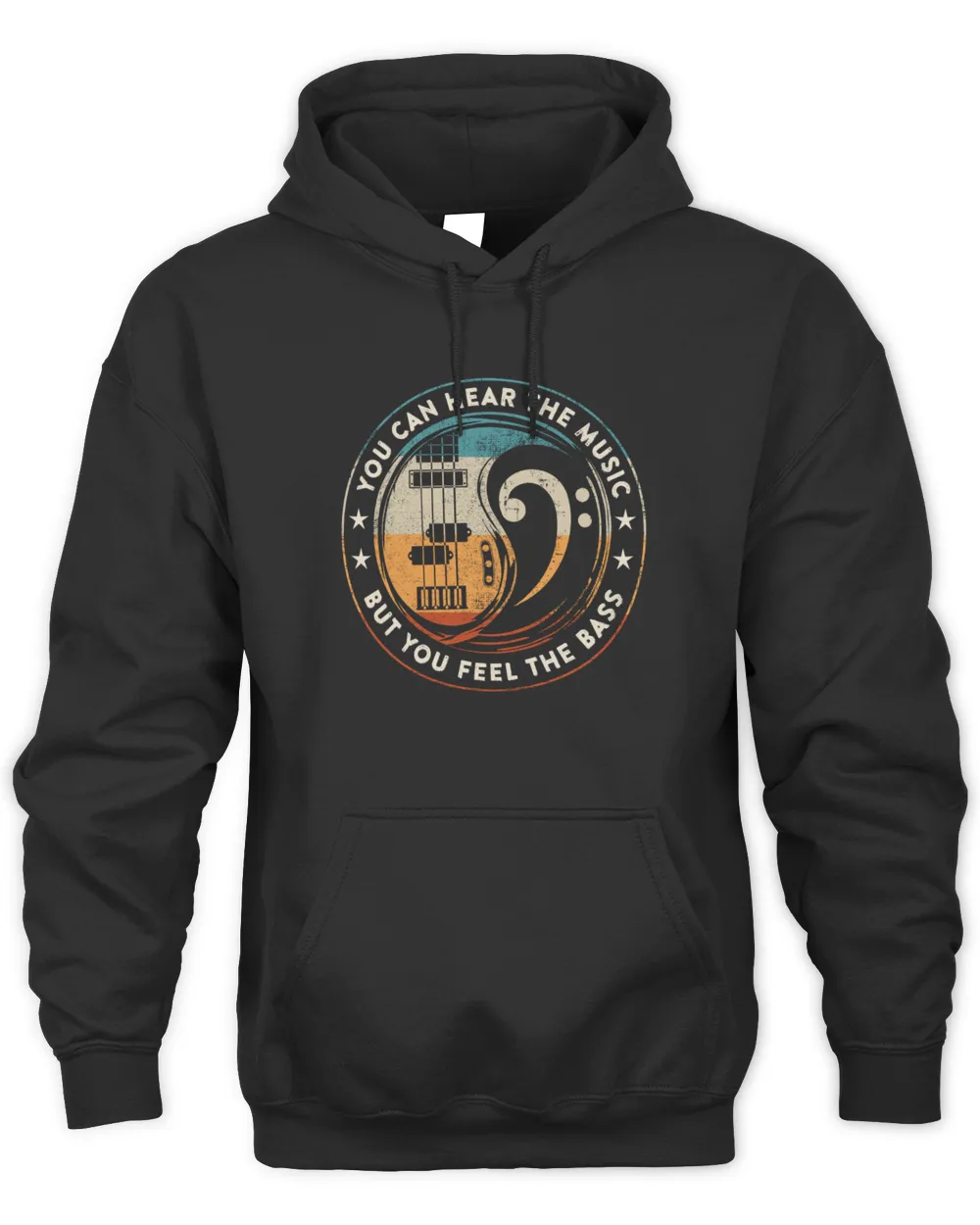 You Hear The Music But You Feel The Bass - Vintage Bass Yinyang Unisex Hoodie black s