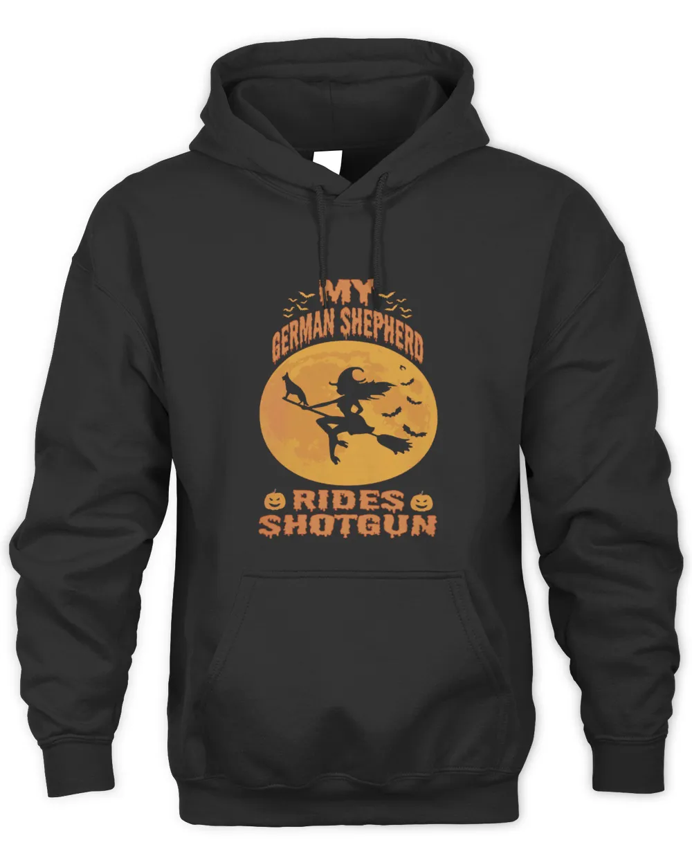 My German Shepherd Rides Shotgun Unisex Hoodie black s
