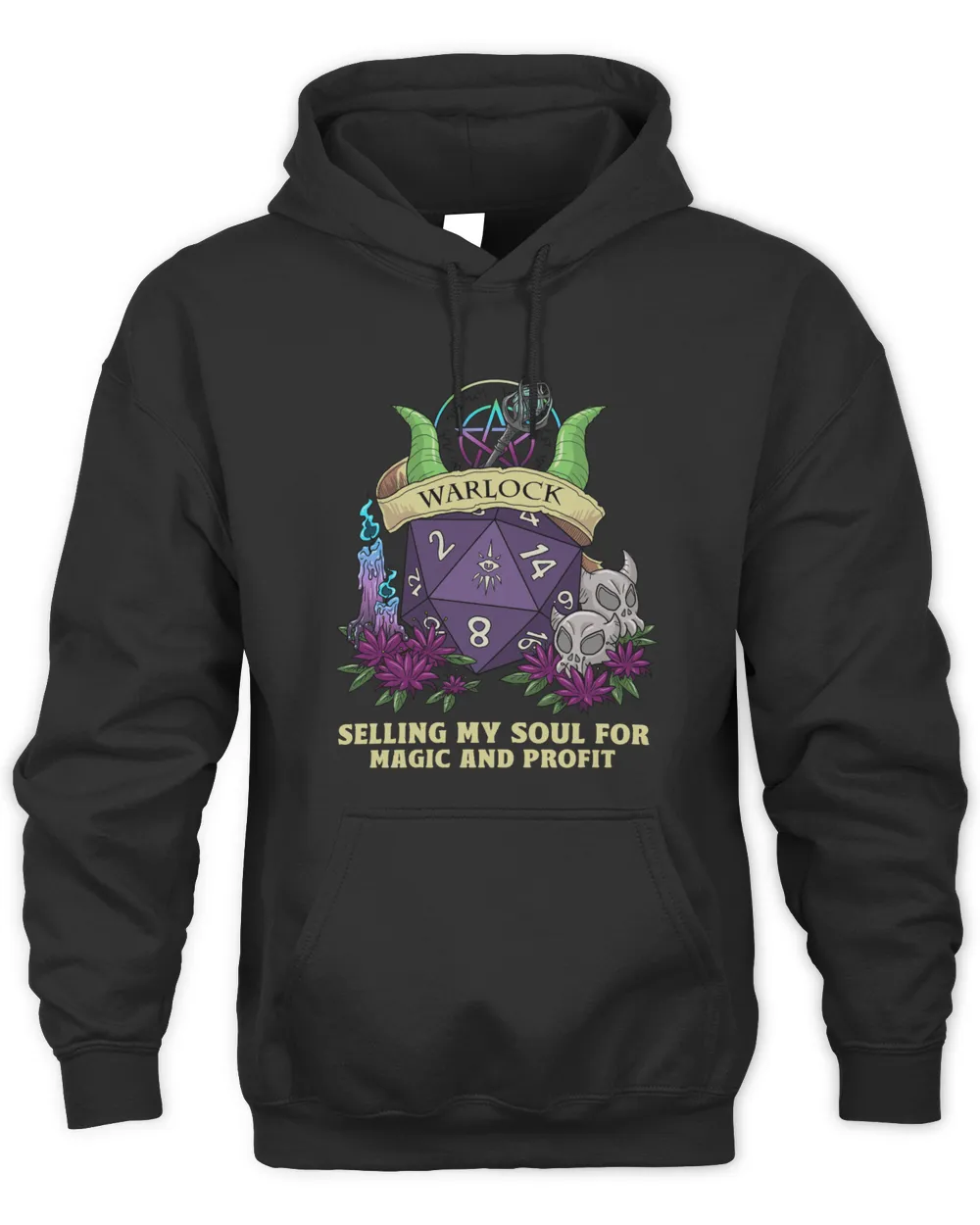 Warlock Selling My Soul For Magic And Profit, Dungeons and Dragons, DnD, RPG Gift, Dungeon Master Shirt Unisex Hoodie black 