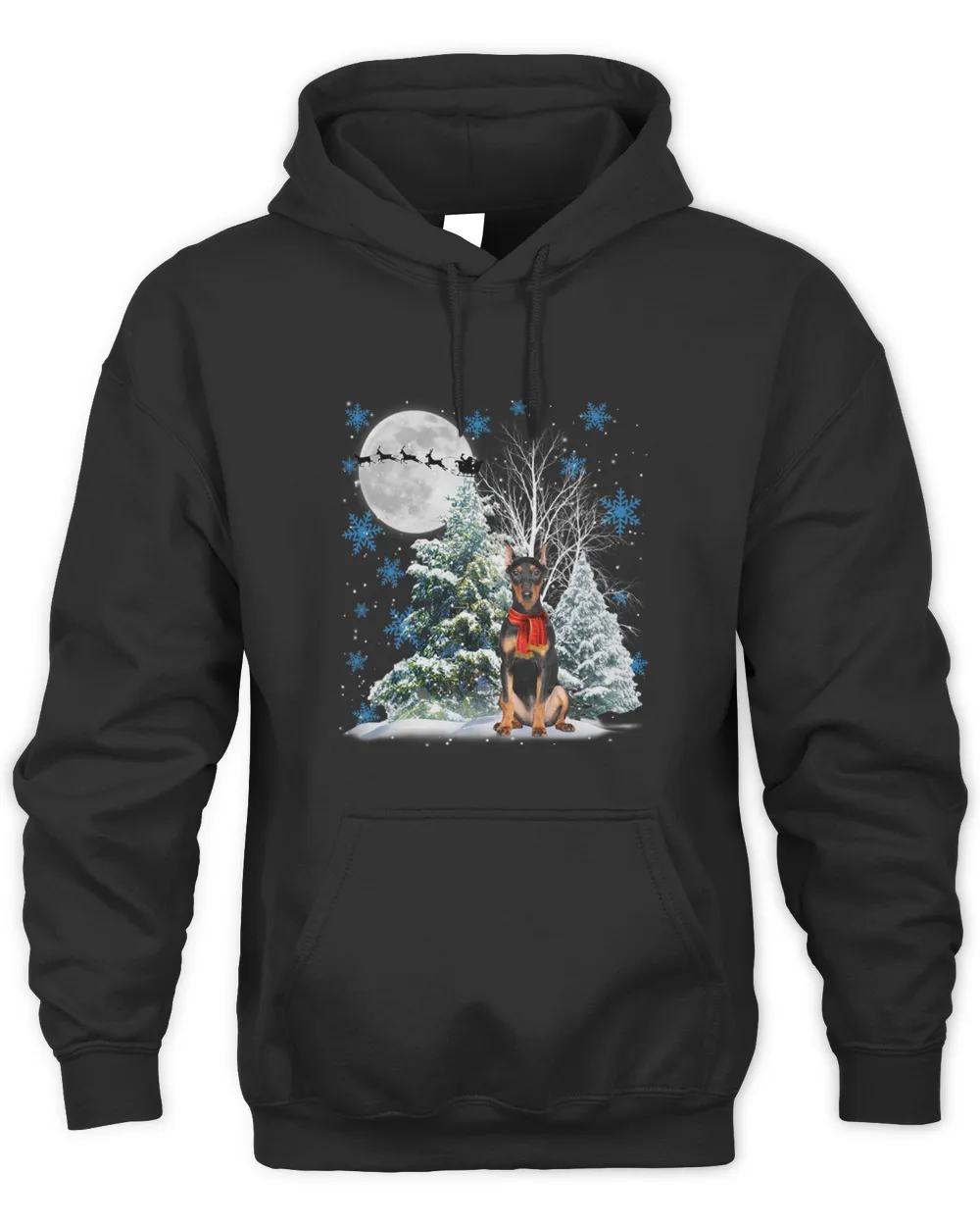 German Pinscher Under Moonlight Snow Christmas Pajama 68