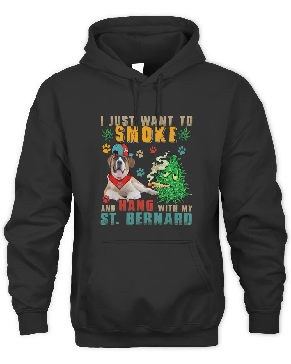 Vintage Smoke And Hang With My St. Bernard Funny Smoker Weed