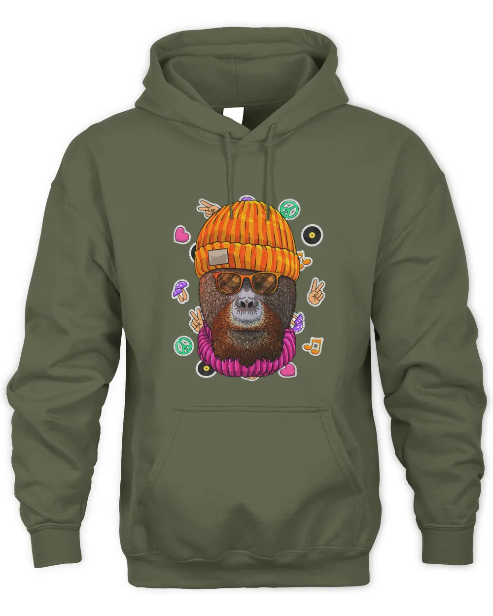 Hipster Orangutan Geek Nerd Glasses Animal Love Peace Sign