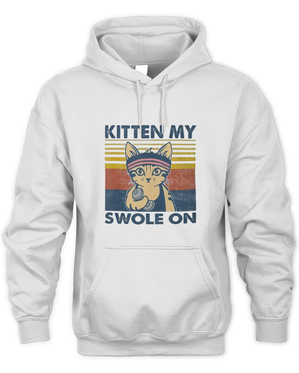Funny Cat Kitten My Swole On Unisex Hoodie white s