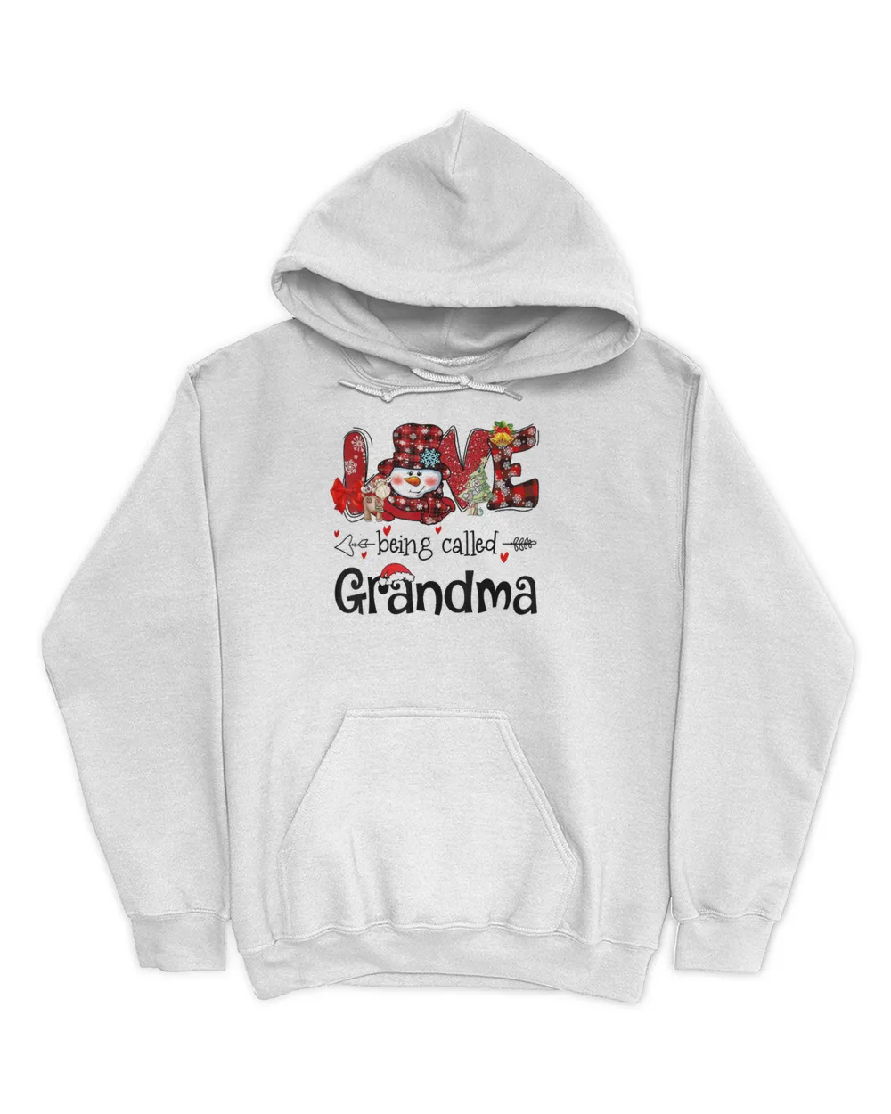 Love being called Grandma Snowman Christmas Red Plaid Xmas T-Shirt