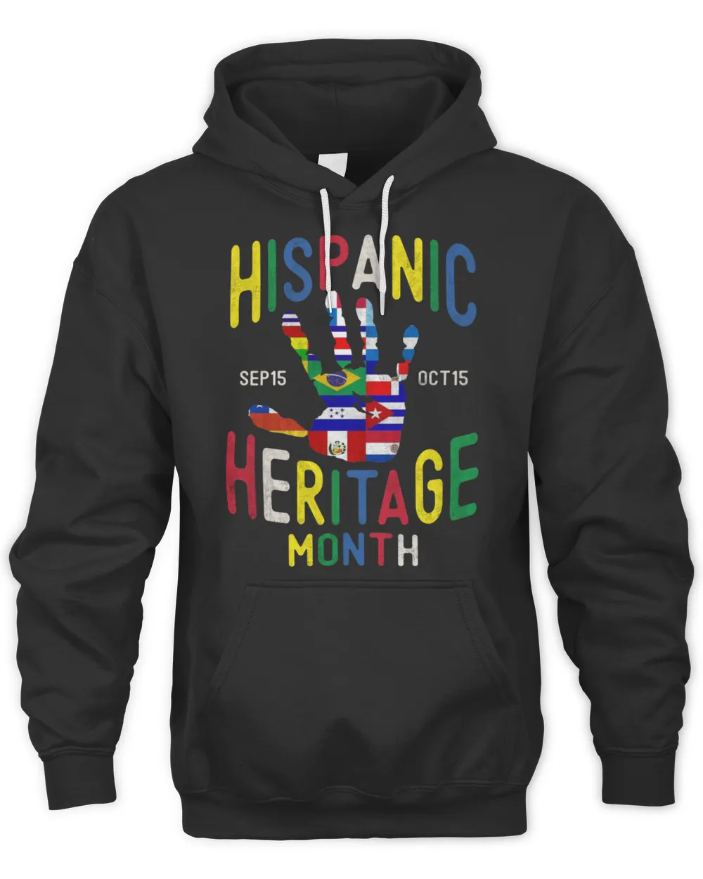 Hispanic Heritage Month Woman Hand Print Latino Countries Flags Vintage T-Shirt