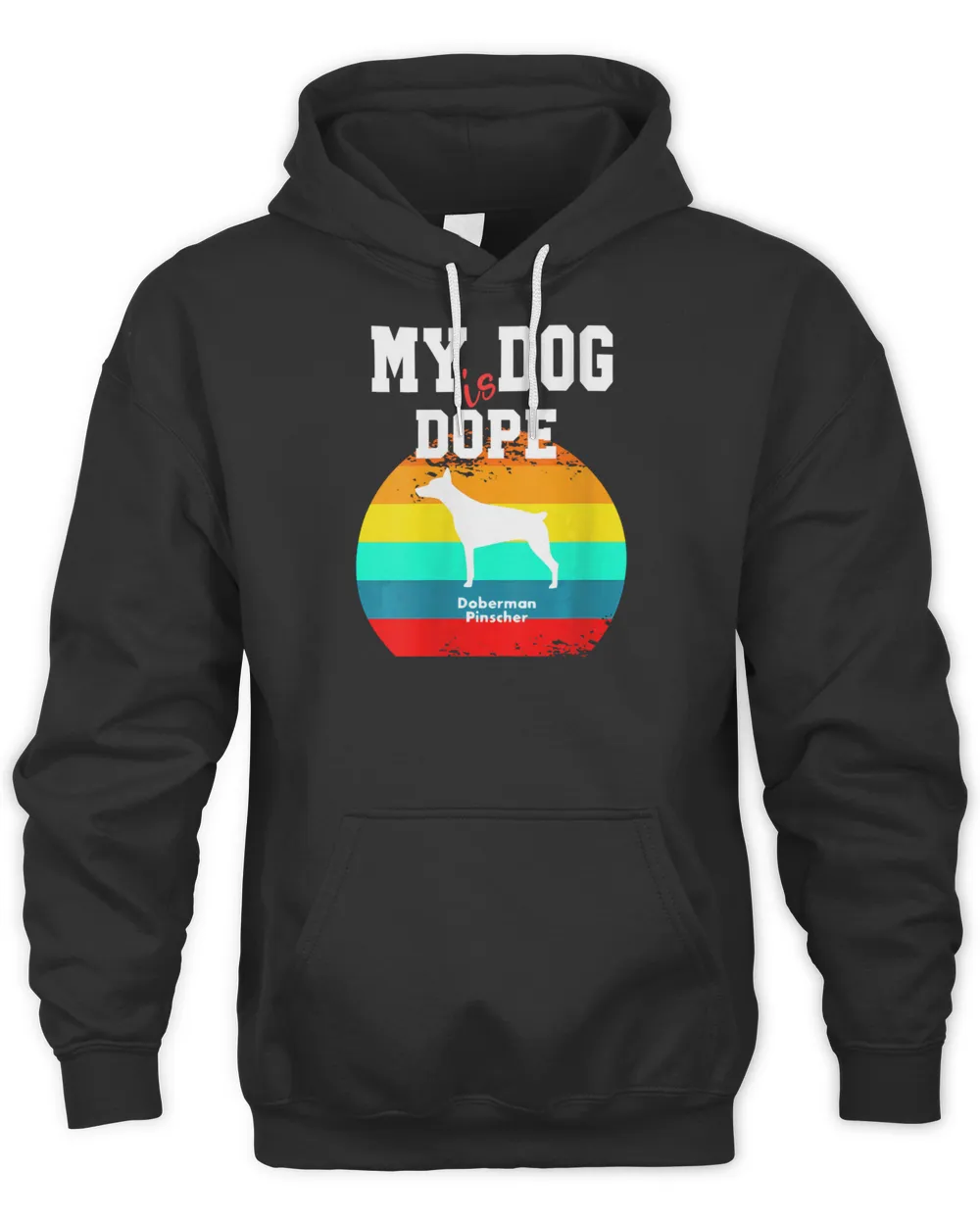 Womens Dope Dog White Silohouette Sunset Doberman Pinscher V-Neck T-Shirt