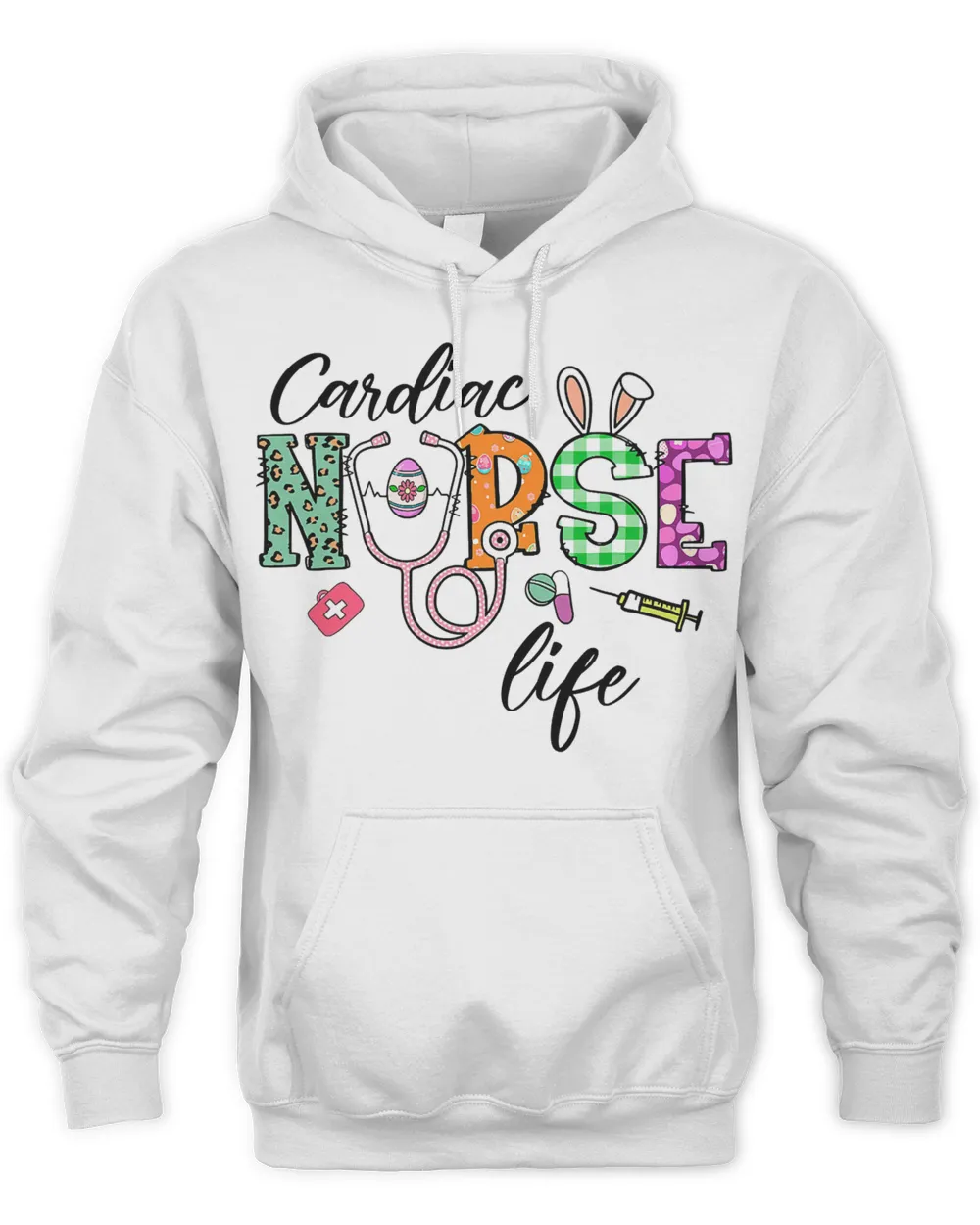Cardiac Nurse Life Stethoscope Nursing Bunny Easter Day T-Shirt