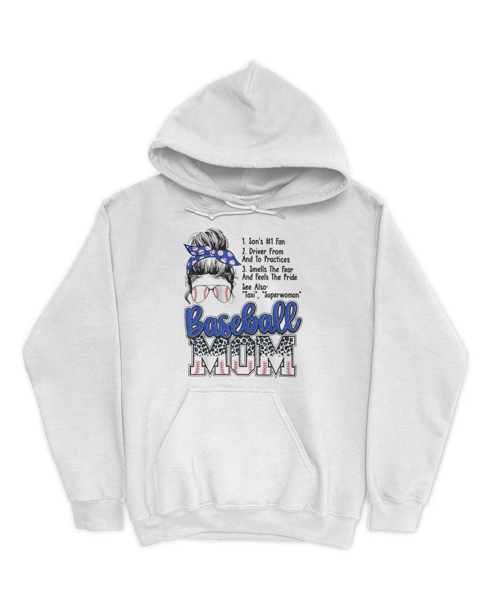 Baseball Mom Son's Fan Unisex Hoodie white s