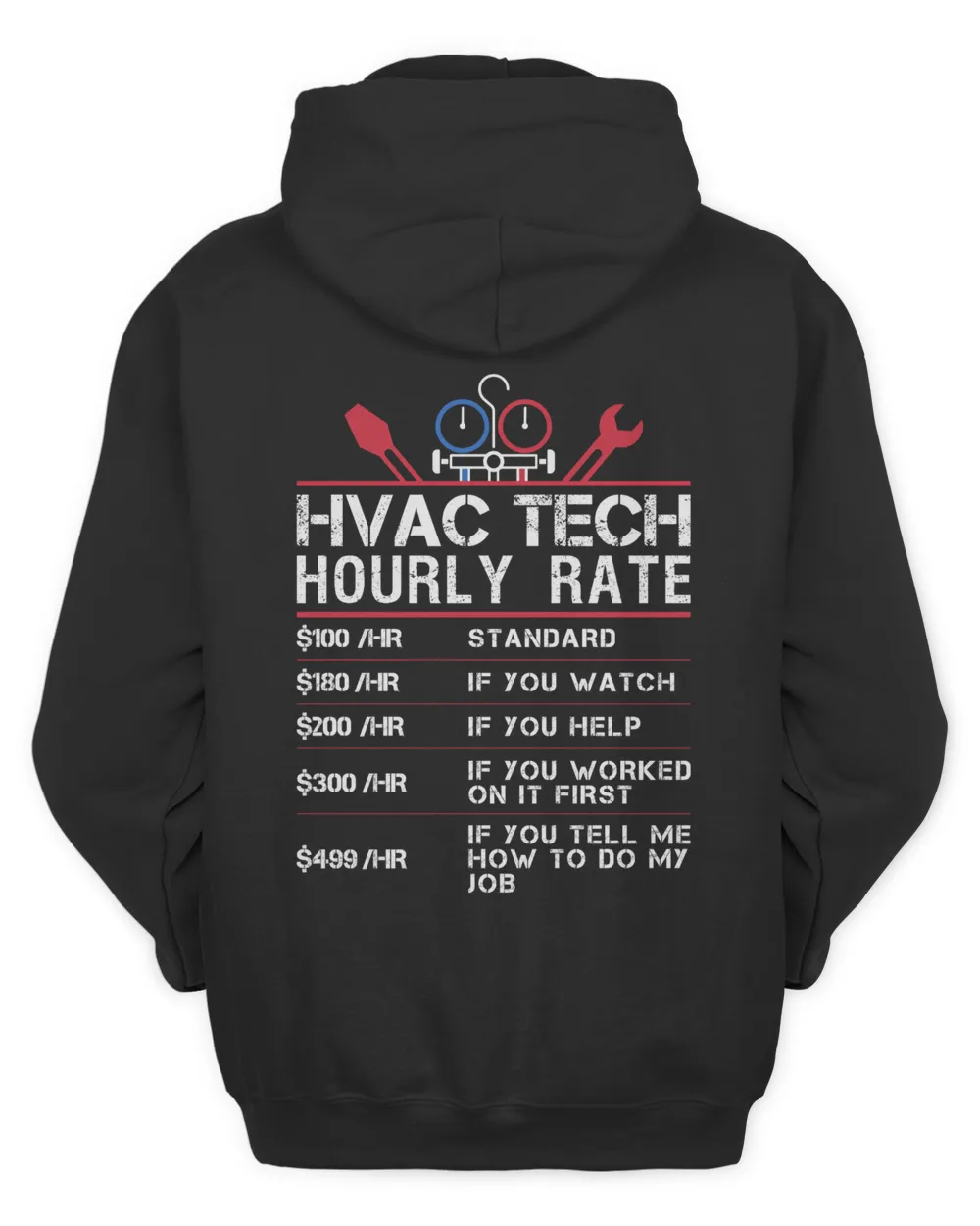 HVAC Technician Funny Hourly Rate Unisex Hoodie black s