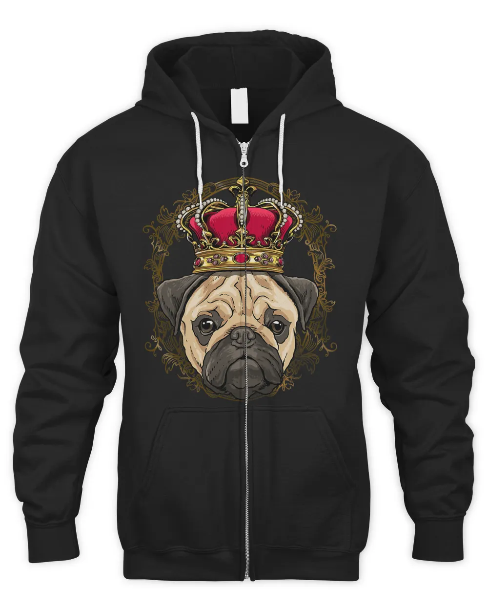 King Pug Wearing Crown - Queen Pug Dog T-Shirt