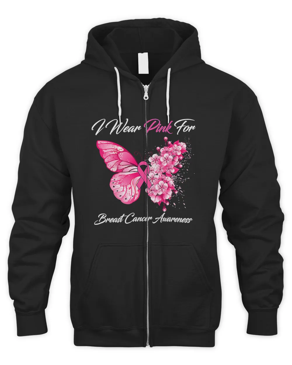 Butterfly I Wear Pink For Breast Cancer Awareness