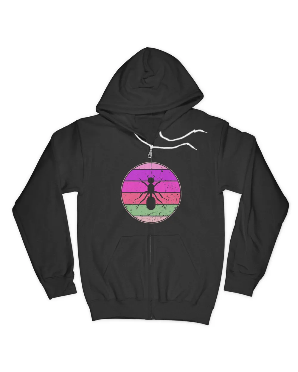 Retro Ant Insect Bug Lovers Men's Zip Hoodie black s
