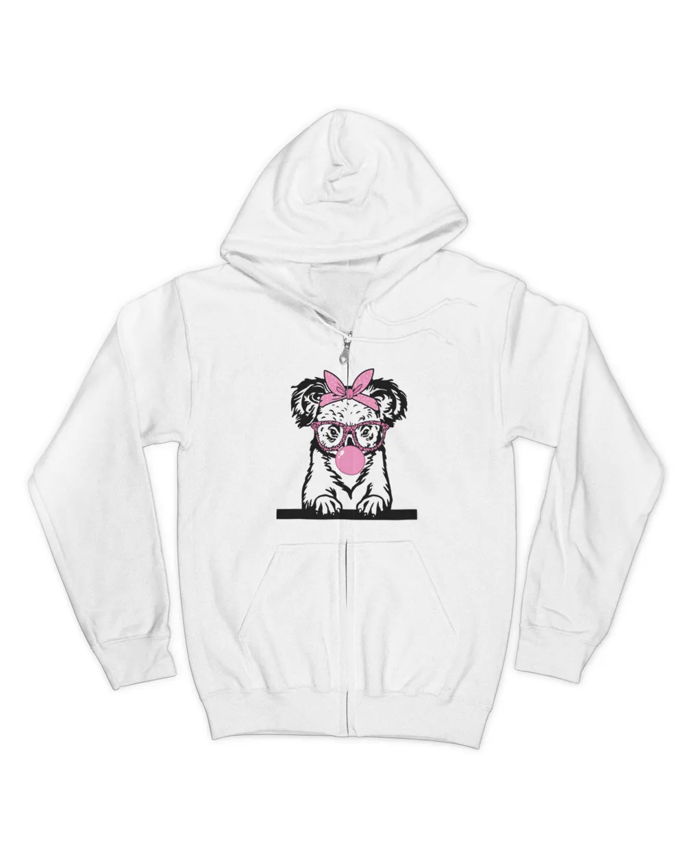 Koala Wearing Head Band Blowing Bubble Gum Men's Zip Hoodie white s