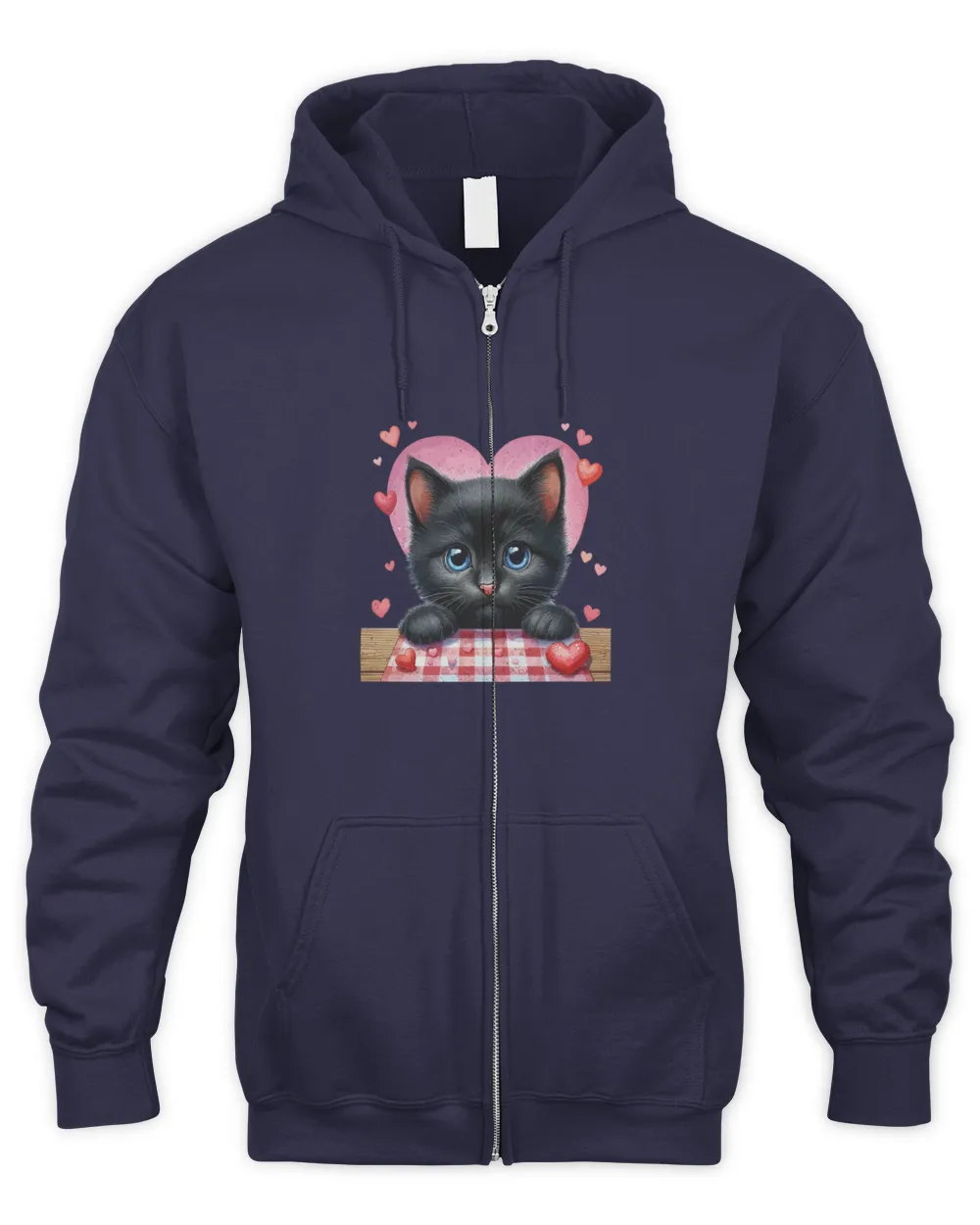 Black Cat Heart Valentines Day Kitten Lover Men Women Kids