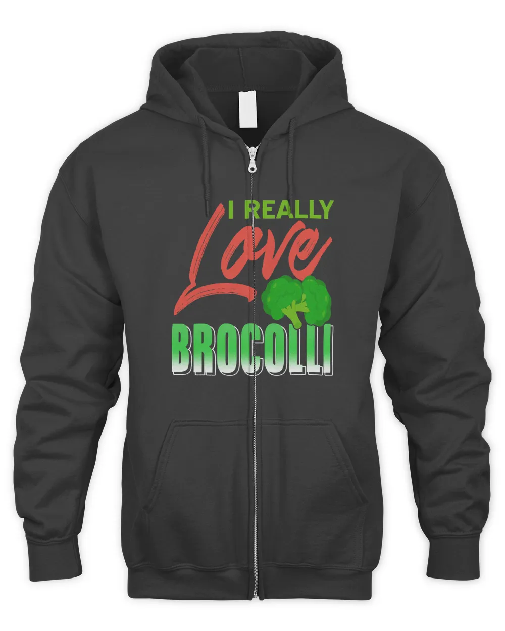 I really love Broccoli for Health and Immune System Lovers Men's Zip Hoodie black s