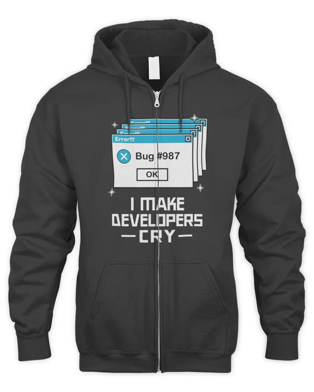 Funny QA Engineer QA Shirt I Make Developers Cry QA Tester Men's Zip Hoodie black s