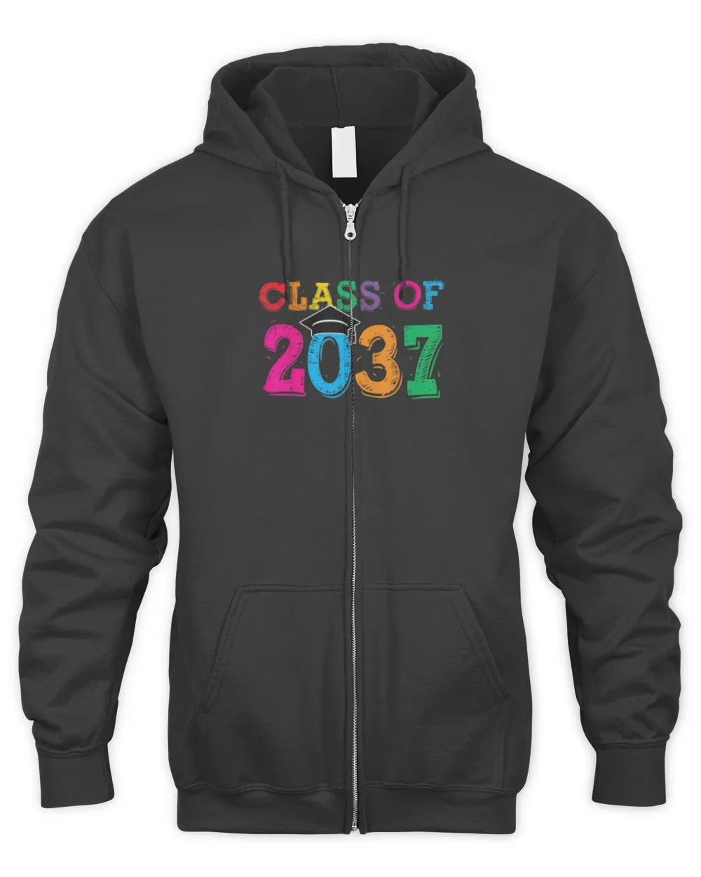 Class Of 2037 Grow With Me Shirt, Class 2037 Graduation Men's Zip Hoodie black s