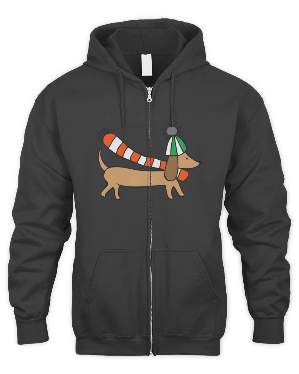 Winter Dachshund Dog Men's Zip Hoodie black s
