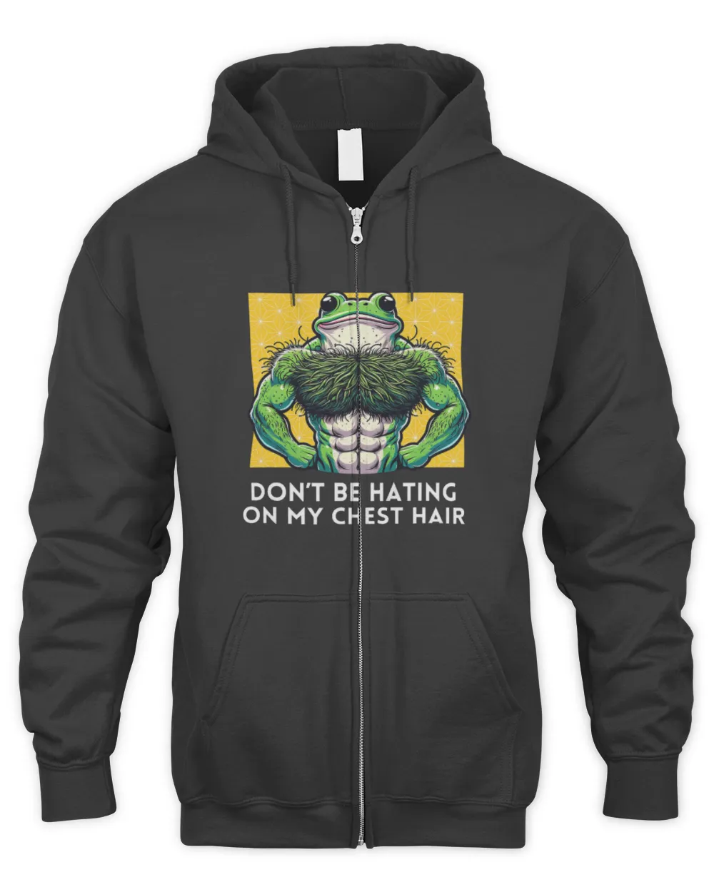 Frog Pet Muscular Frog with Hairy Chest Confident Amphibian Humor