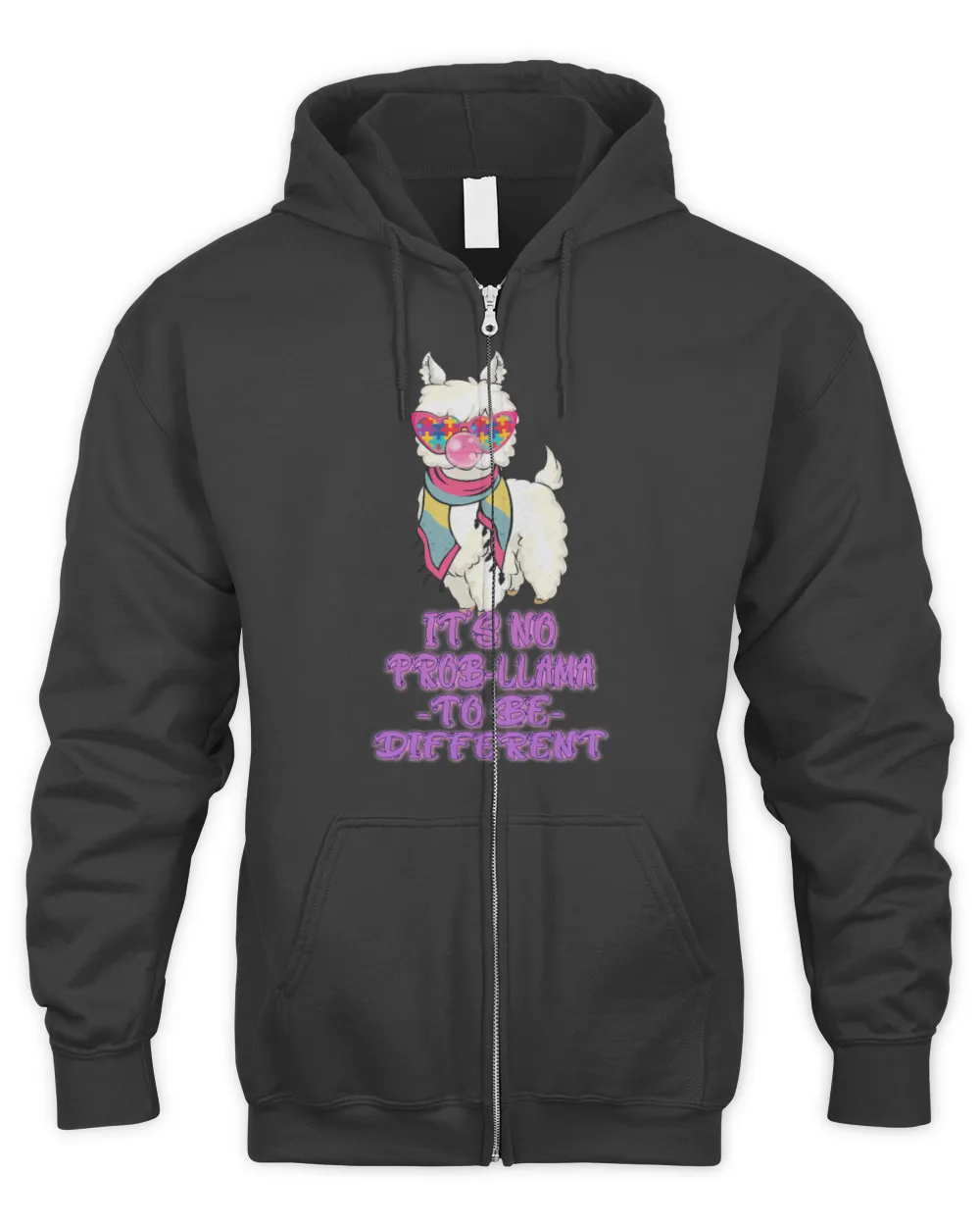 Llama Pet Its No Probllama To Be Different Funny Sassy Sarcastic Men's Zip Hoodie black s