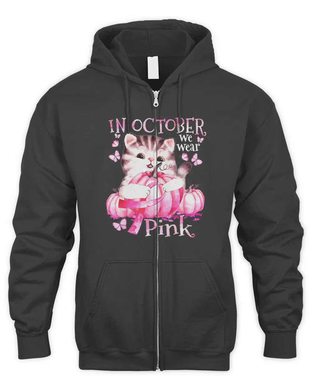 In October We Wear Pink Cute Cat Breast Cancer Awareness24