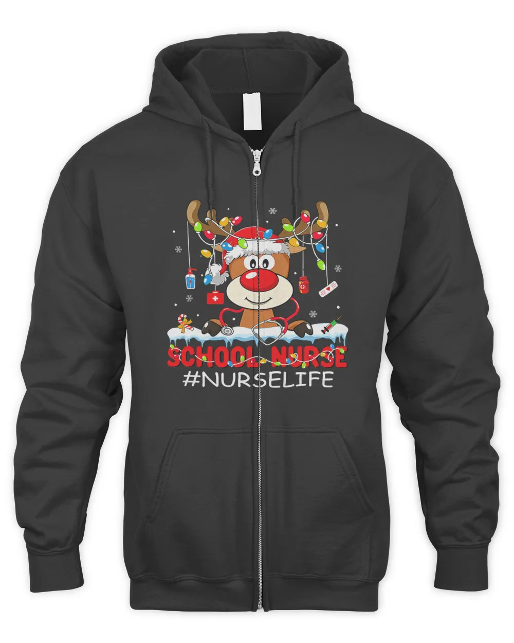 Christmas School Nurse Life Reindeer Lights Xmas Pjs Holiday247