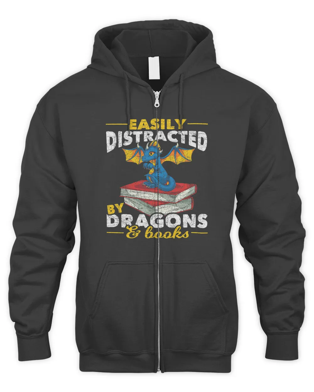 Easily Distracted By Dragons And Books Funny Book Dragon