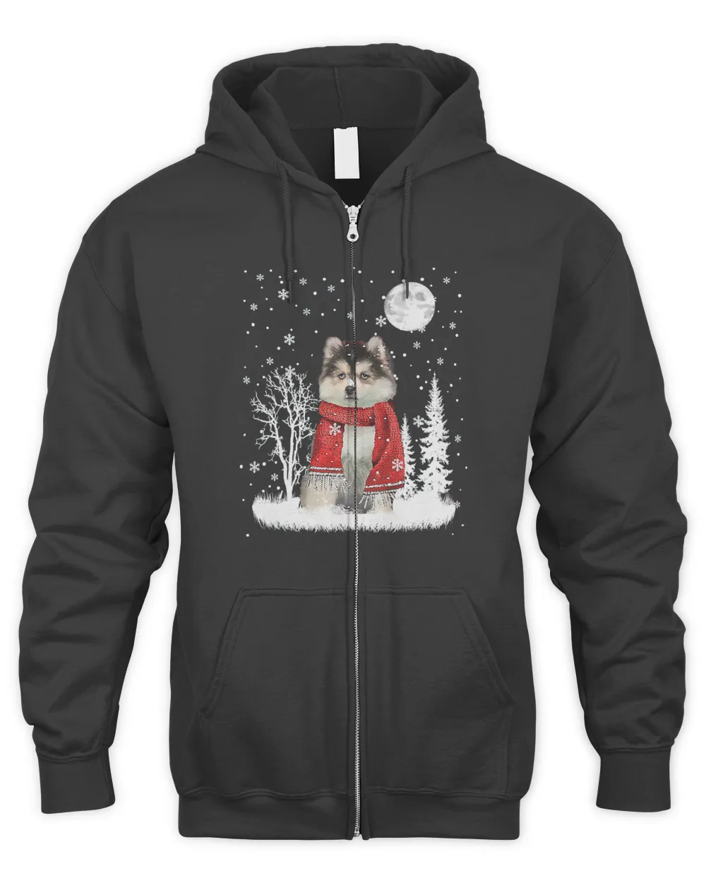 Pomsky Under Moonlight Snow Christmas Pajama 312