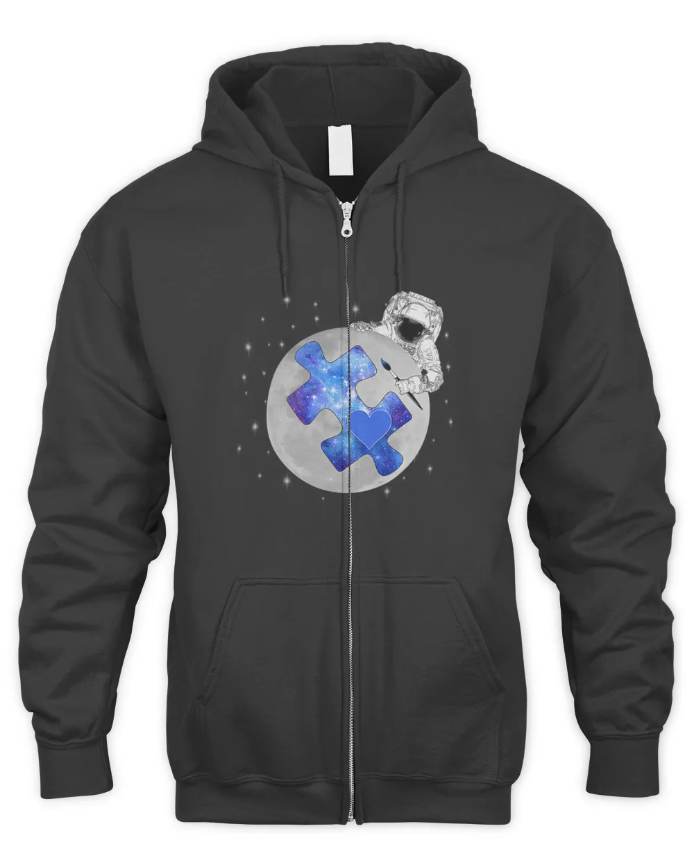 Autism Awareness Space Stars Astronaut Men's Zip Hoodie black s