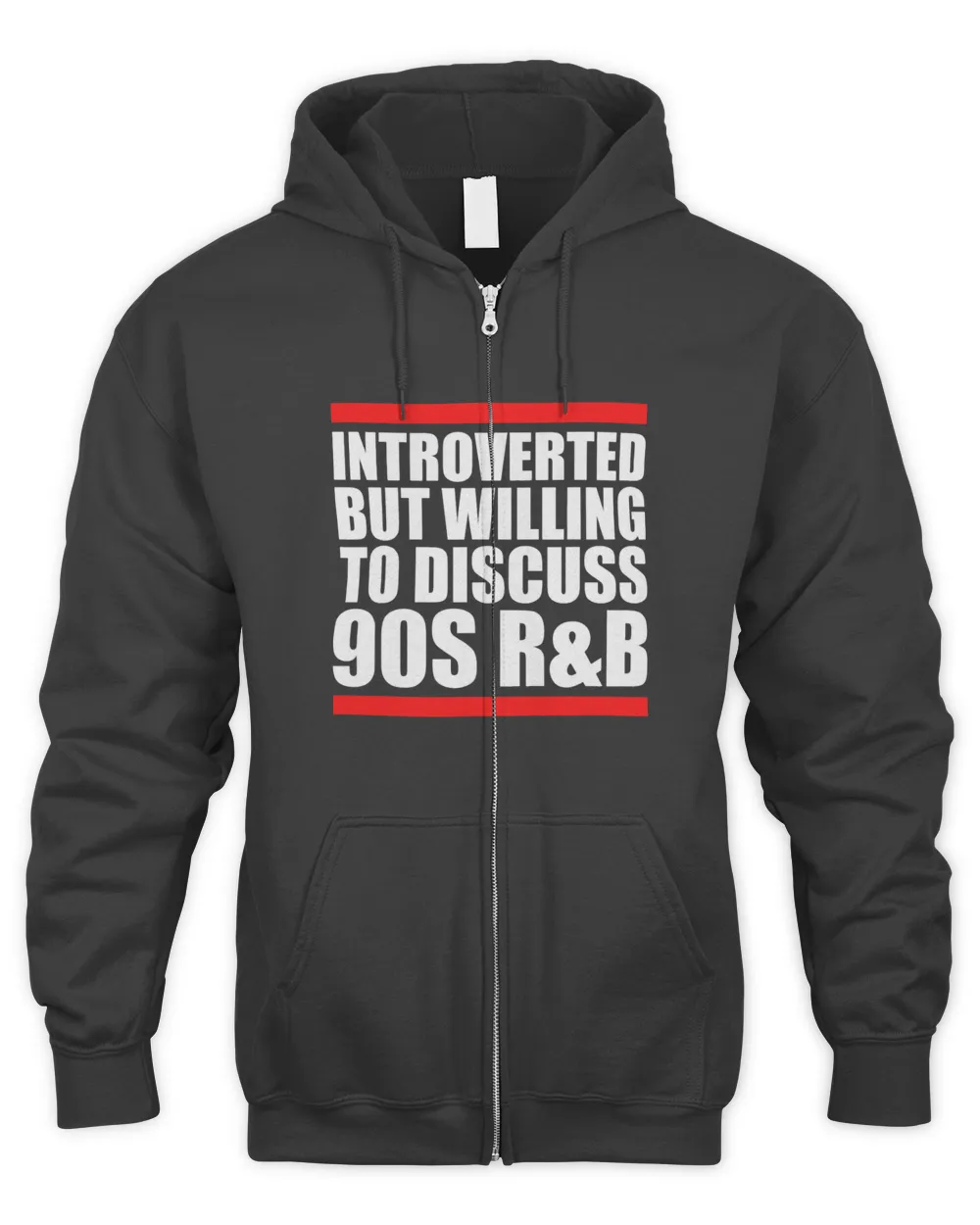 introverted but willing to discuss 90s RnB RB introvert pun Men's Zip Hoodie black s