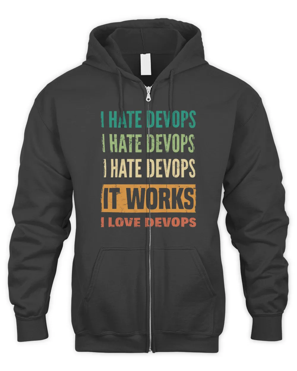 DevOps Engineer Cloud Computing I Hate DevOps I Love DevOps Men's Zip Hoodie black s