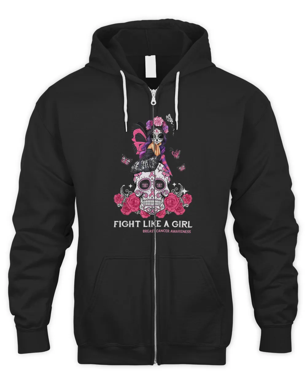 Sugar Skull Fight Breast Cancer Awareness Like A Girl